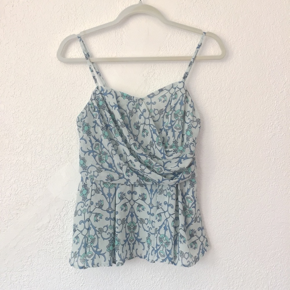 Forever 21 Blue Floral Print Peplum Cami Top